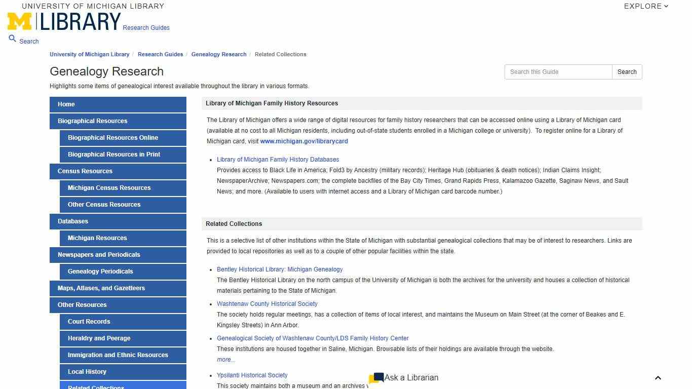 Related Collections - Genealogy Research - Research Guides at University of Michigan Library
