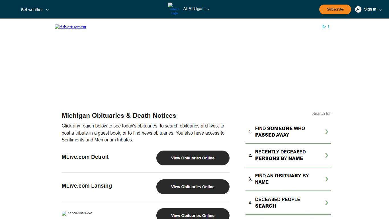 Michigan Obituaries & Death Notices